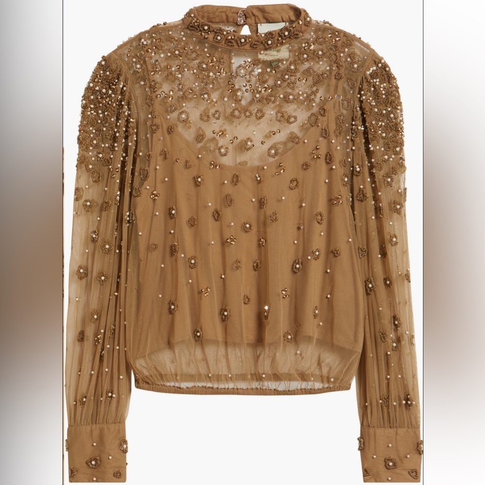 FARM Rio Embroidered Tulle Lined Blouse / Shirt - Picture 7 of 13